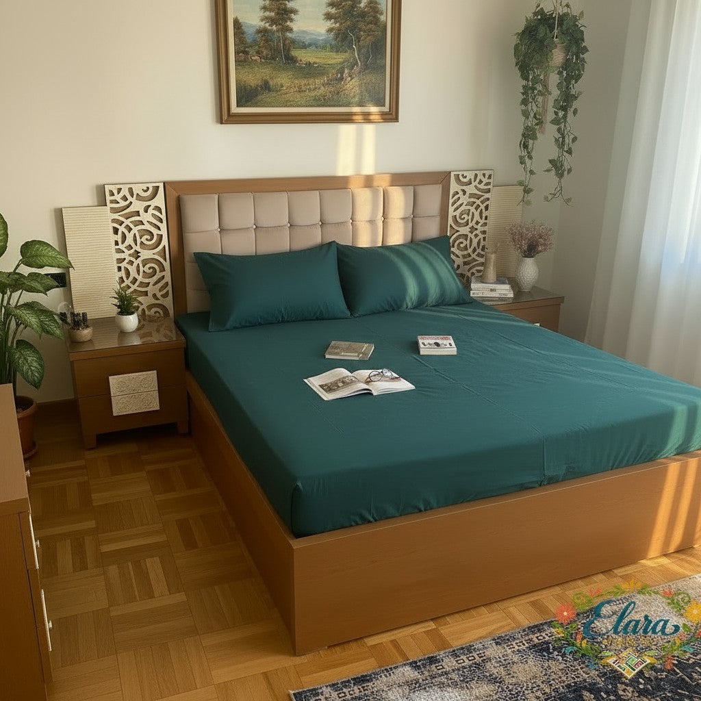 Forest Green Luxury Bed Linen  مفرش سرير فاخر أخضر غابات