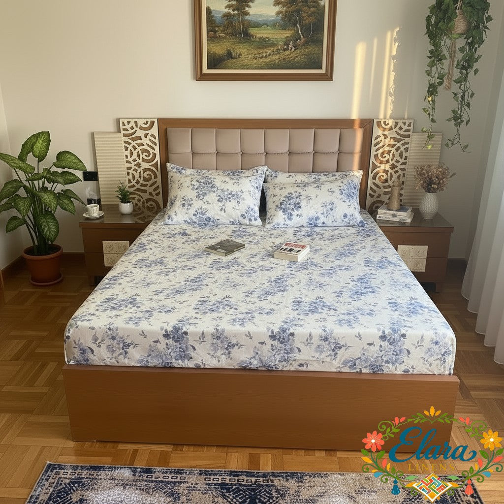 Midnight Blossom Fitted Sheet   طقم زهور منتصف الليل